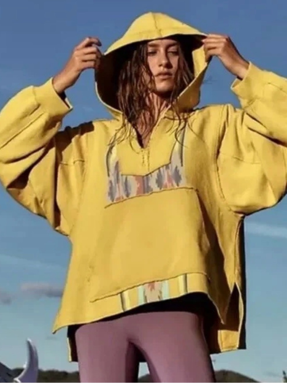 💛FP Movement Surf Sesh Baja Sweatshirt Hoodie Yellow – Size Small